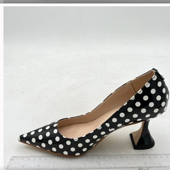 YDN Black White Polka Dot Pointed Toe pump Heels - Picture 4 of 7